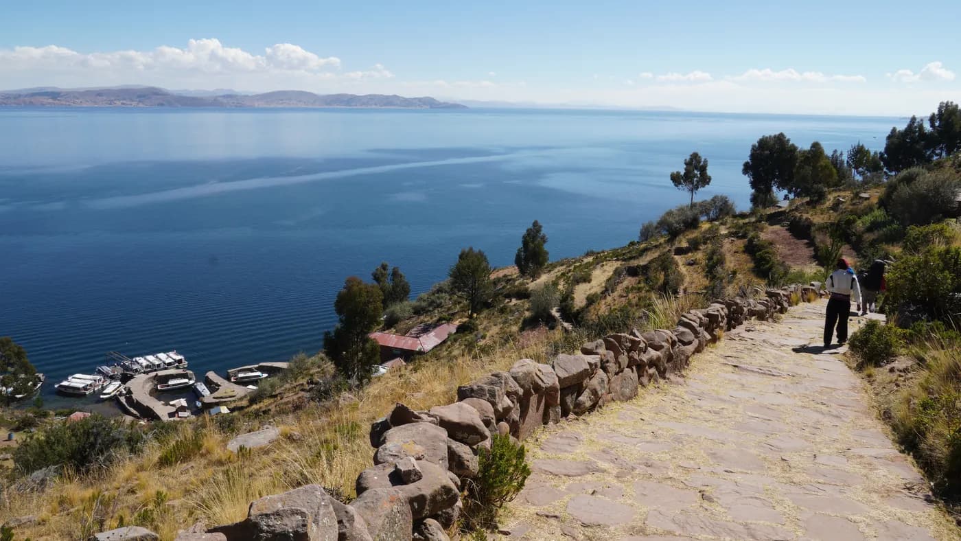 Terraced path, the lake below